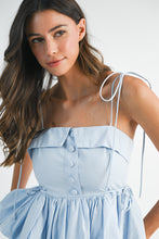 Load image into Gallery viewer, Baby Blue Peplum Shoulder Tie Top
