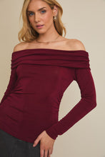 Load image into Gallery viewer, NEWEST ARRIVAL Burgundy Off Shoulder Long Sleeve Top
