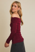 Load image into Gallery viewer, NEWEST ARRIVAL Burgundy Off Shoulder Long Sleeve Top
