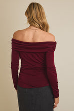 Load image into Gallery viewer, NEWEST ARRIVAL Burgundy Off Shoulder Long Sleeve Top
