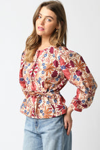 Load image into Gallery viewer, NEWEST ARRIVAL Burgundy/Cream Floral Blouse
