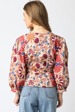 Load image into Gallery viewer, NEWEST ARRIVAL Burgundy/Cream Floral Blouse
