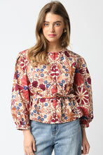 Load image into Gallery viewer, NEWEST ARRIVAL Burgundy/Cream Floral Blouse
