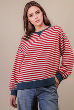 Load image into Gallery viewer, NEWEST ARRIVAL Red/Navy Striped Casual Oversized Top
