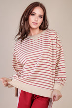 Load image into Gallery viewer, NEWEST ARRIVAL Cream/Red Striped Casual Oversized Top
