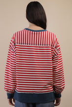 Load image into Gallery viewer, NEWEST ARRIVAL Red/Navy Striped Casual Oversized Top
