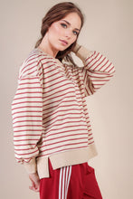 Load image into Gallery viewer, NEWEST ARRIVAL Cream/Red Striped Casual Oversized Top
