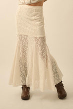 Load image into Gallery viewer, NEWEST ARRIVAL Cream Floral Crochet Mermaid Maxi Skirt
