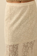 Load image into Gallery viewer, NEWEST ARRIVAL Cream Floral Crochet Mermaid Maxi Skirt
