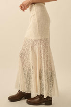 Load image into Gallery viewer, NEWEST ARRIVAL Cream Floral Crochet Mermaid Maxi Skirt
