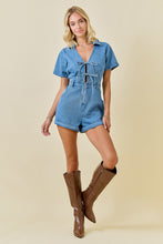Load image into Gallery viewer, NEWEST ARRIVAL Denim Front Tie Romper
