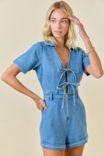 Load image into Gallery viewer, NEWEST ARRIVAL Denim Front Tie Romper
