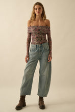 Load image into Gallery viewer, NEWEST ARRIVAL Black Floral Mesh Off Shoulder Bodysuit
