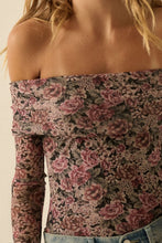 Load image into Gallery viewer, NEWEST ARRIVAL Black Floral Mesh Off Shoulder Bodysuit
