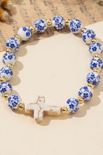 Load image into Gallery viewer, NEWEST ARRIVAL Blue Ceramic Porcelain Cross Charm Bracelet
