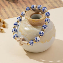 Load image into Gallery viewer, NEWEST ARRIVAL Blue Ceramic Porcelain Cross Charm Bracelet
