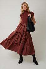 Load image into Gallery viewer, NEWEST ARRIVAL Rust Brown Contrast Midi Dress
