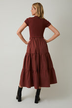 Load image into Gallery viewer, NEWEST ARRIVAL Rust Brown Contrast Midi Dress

