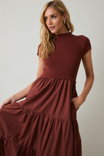 Load image into Gallery viewer, NEWEST ARRIVAL Rust Brown Contrast Midi Dress
