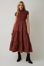 Load image into Gallery viewer, NEWEST ARRIVAL Rust Brown Contrast Midi Dress
