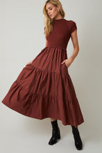 Load image into Gallery viewer, NEWEST ARRIVAL Rust Brown Contrast Midi Dress
