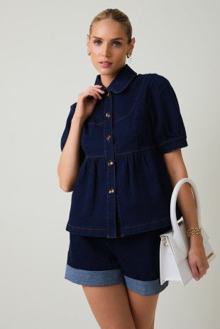 NEWEST ARRIVAL Dark Denim Shorts Set