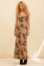 Load image into Gallery viewer, NEWEST ARRIVAL Olive Floral Print Column Maxi Dress
