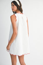 Load image into Gallery viewer, White/Red Floral Scallop Trim Dress
