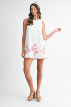 Load image into Gallery viewer, White/Red Floral Scallop Trim Dress
