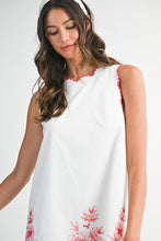 Load image into Gallery viewer, White/Red Floral Scallop Trim Dress
