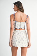 Load image into Gallery viewer, NEWEST ARRIVAL Blue Floral Scallop Mini Skirt Set
