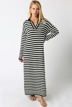 Load image into Gallery viewer, NEWEST ARRIVAL Black/White Striped Sweater Maxi Dress
