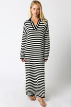 Load image into Gallery viewer, NEWEST ARRIVAL Black/White Striped Sweater Maxi Dress
