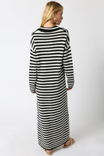 Load image into Gallery viewer, NEWEST ARRIVAL Black/White Striped Sweater Maxi Dress
