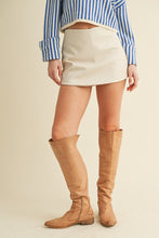 Load image into Gallery viewer, NEWEST ARRIVAL Cream Pleather Mini Skort
