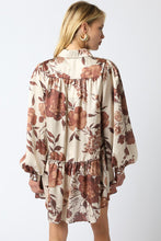 Load image into Gallery viewer, NEWEST ARRIVAL Brown Floral Satin Dress
