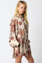 Load image into Gallery viewer, NEWEST ARRIVAL Brown Floral Satin Dress
