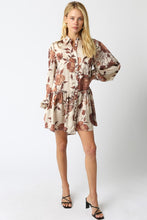 Load image into Gallery viewer, NEWEST ARRIVAL Brown Floral Satin Dress
