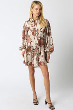 Load image into Gallery viewer, NEWEST ARRIVAL Brown Floral Satin Dress
