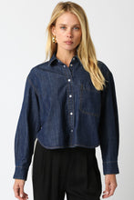 Load image into Gallery viewer, NEWEST ARRIVAL Dark Denim Button Down Long Sleeve Top
