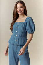Load image into Gallery viewer, NEWEST ARRIVAL Denim Puff Sleeve Jumpsuit
