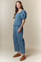 Load image into Gallery viewer, NEWEST ARRIVAL Denim Puff Sleeve Jumpsuit
