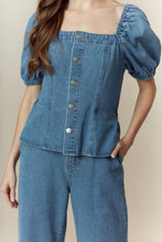 Load image into Gallery viewer, NEWEST ARRIVAL Denim Puff Sleeve Jumpsuit
