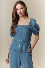 Load image into Gallery viewer, NEWEST ARRIVAL Denim Puff Sleeve Jumpsuit
