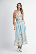 Load image into Gallery viewer, NEWEST ARRIVAL Blue Scallop Floral Midi Skirt Set
