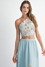Load image into Gallery viewer, NEWEST ARRIVAL Blue Scallop Floral Midi Skirt Set

