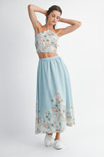 Load image into Gallery viewer, NEWEST ARRIVAL Blue Scallop Floral Midi Skirt Set
