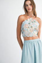 Load image into Gallery viewer, NEWEST ARRIVAL Blue Scallop Floral Midi Skirt Set
