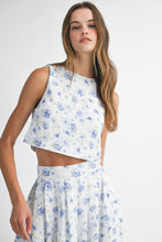 Load image into Gallery viewer, White/Blue Floral Midi Skirt Set
