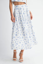 Load image into Gallery viewer, White/Blue Floral Midi Skirt Set

